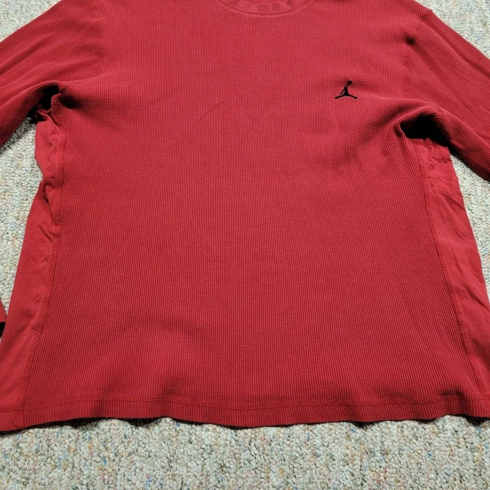Nike Air Jordan Shirt Mens 3XL Red Long Sleeve Waffle Knit‎ Thermal Jumpman Logo